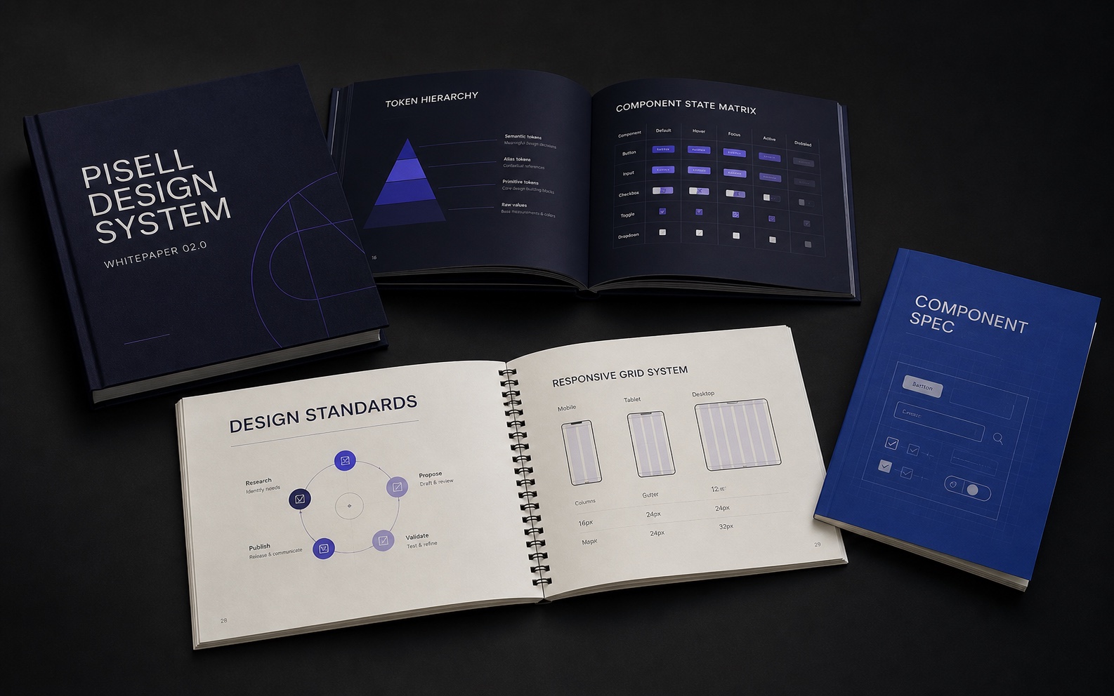 Design System 白皮书、设计规范和组件文档组成的文档资产体系