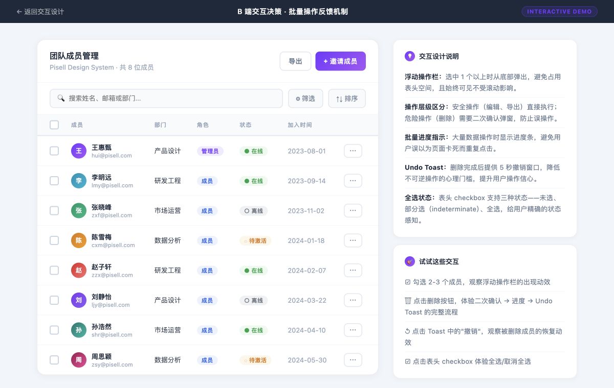 数据列表批量操作交互 Demo