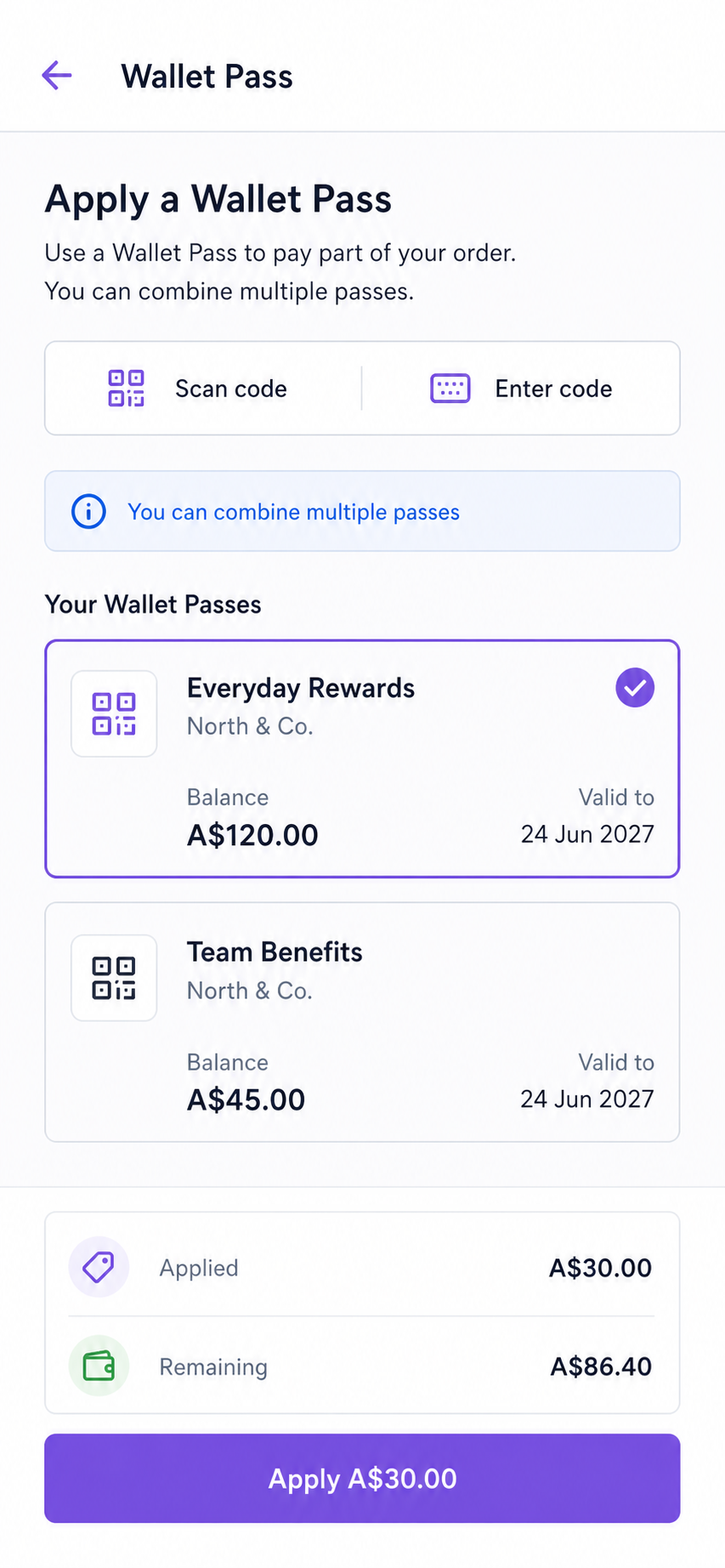 Pisell Wallet Pass 移动支付界面