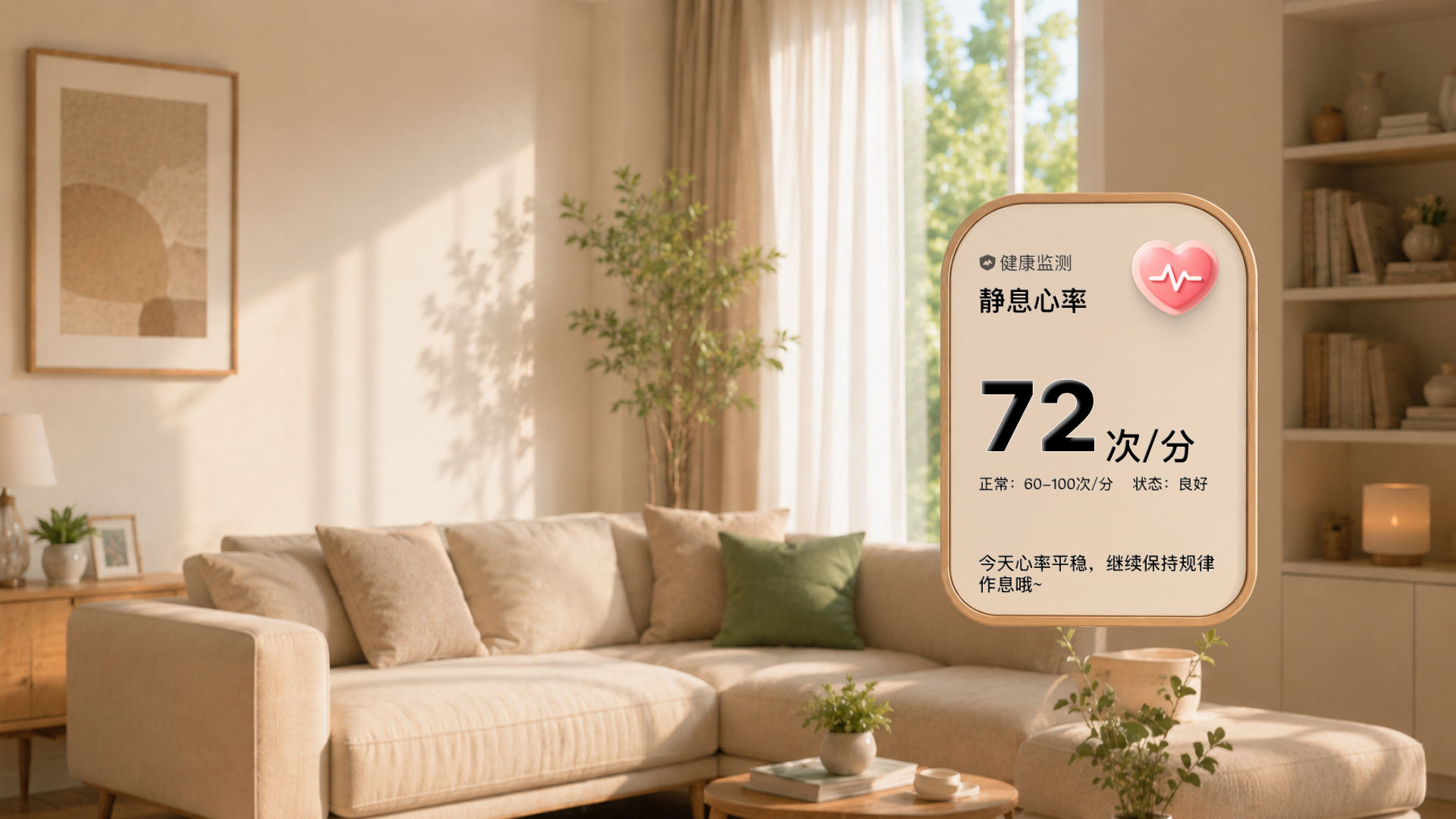 小蓝船大屏静息心率健康信息界面